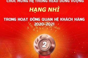 CHÚC MỪNG HỆ THỐNG HEAD DUNG VƯỢNG  ĐẠT HẠNG NHÌ - TOÀN QUỐC, HEAD CÓ THÀNH TÍCH XUẤT SẮC TRONG HOẠT ĐỘNG CHĂM SÓC KHÁCH HÀNG 2020-2021 